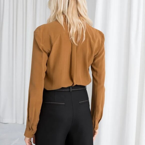 Other Stories Ginger Yellow Silk Blouse Sz Small - Picture 3 of 4